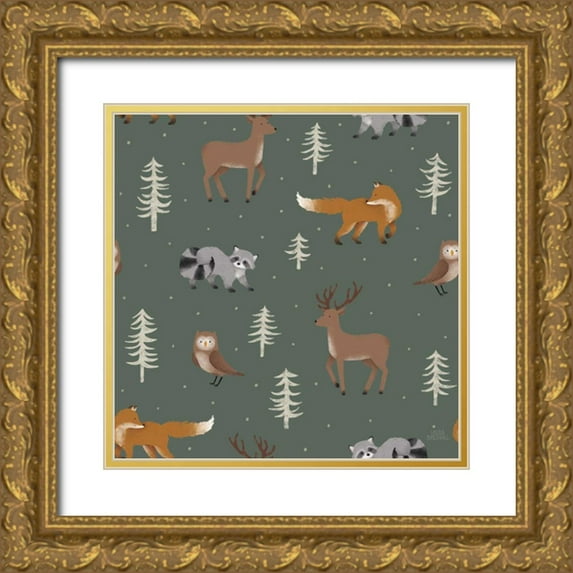 Marshall, Laura 26x26 Gold Ornate Wood Framed with Double Matting Museum Art Print Titled - Gone Glamping Pattern VID