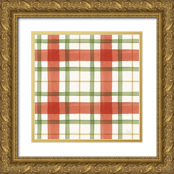 Marshall, Laura 26x26 Gold Ornate Wood Framed with Double Matting Museum Art Print Titled - Holiday Garden Pattern X