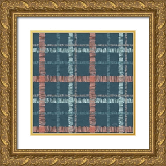 Marshall, Laura 26x26 Gold Ornate Wood Framed with Double Matting Museum Art Print Titled - Seaside Village Pattern VB