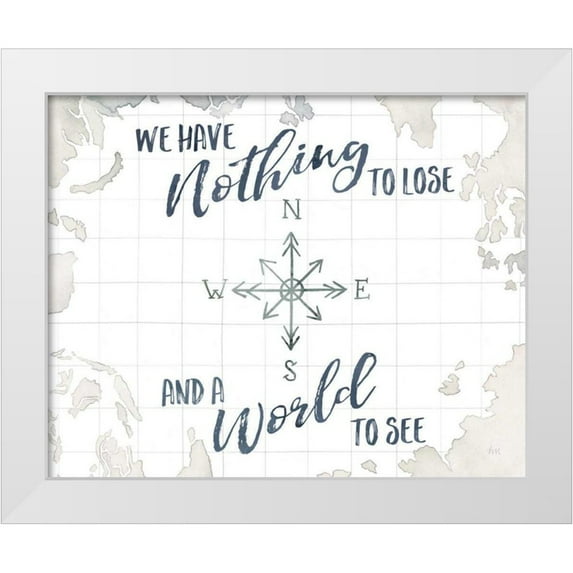 Marshall, Laura 32x26 White Modern Wood Framed Museum Art Print Titled - Watercolor Wanderlust Adventure IV A World to See