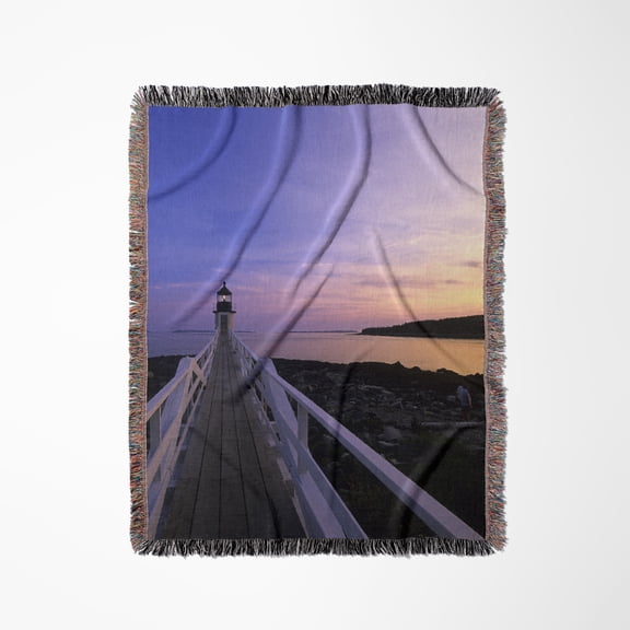 Marshall Point Lighthouse In Port Clyde, Maine - Us20 Mde0008 - Michael Defreitas, Woven Blanket