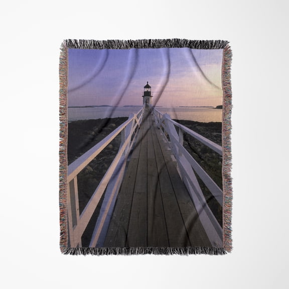 Marshall Point Lighthouse In Port Clyde, Maine - Us20 Mde0009 - Michael Defreitas, Woven Blanket