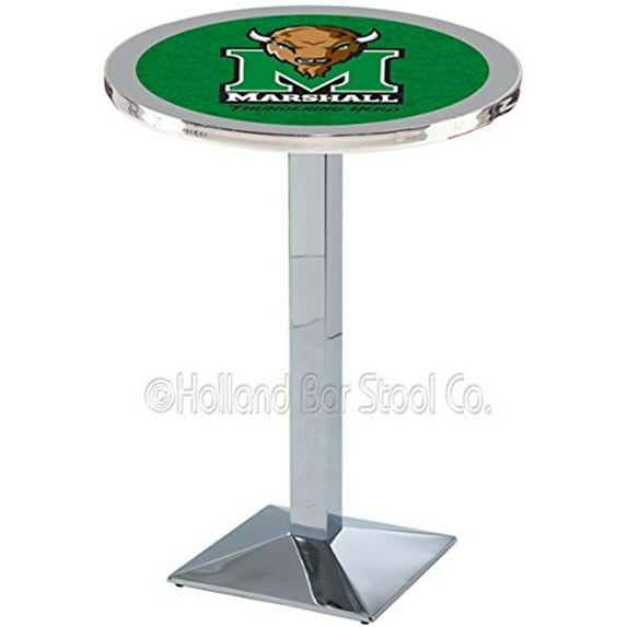 Marshall Thundering Herd 36" Square Base Chrome Pub Table
