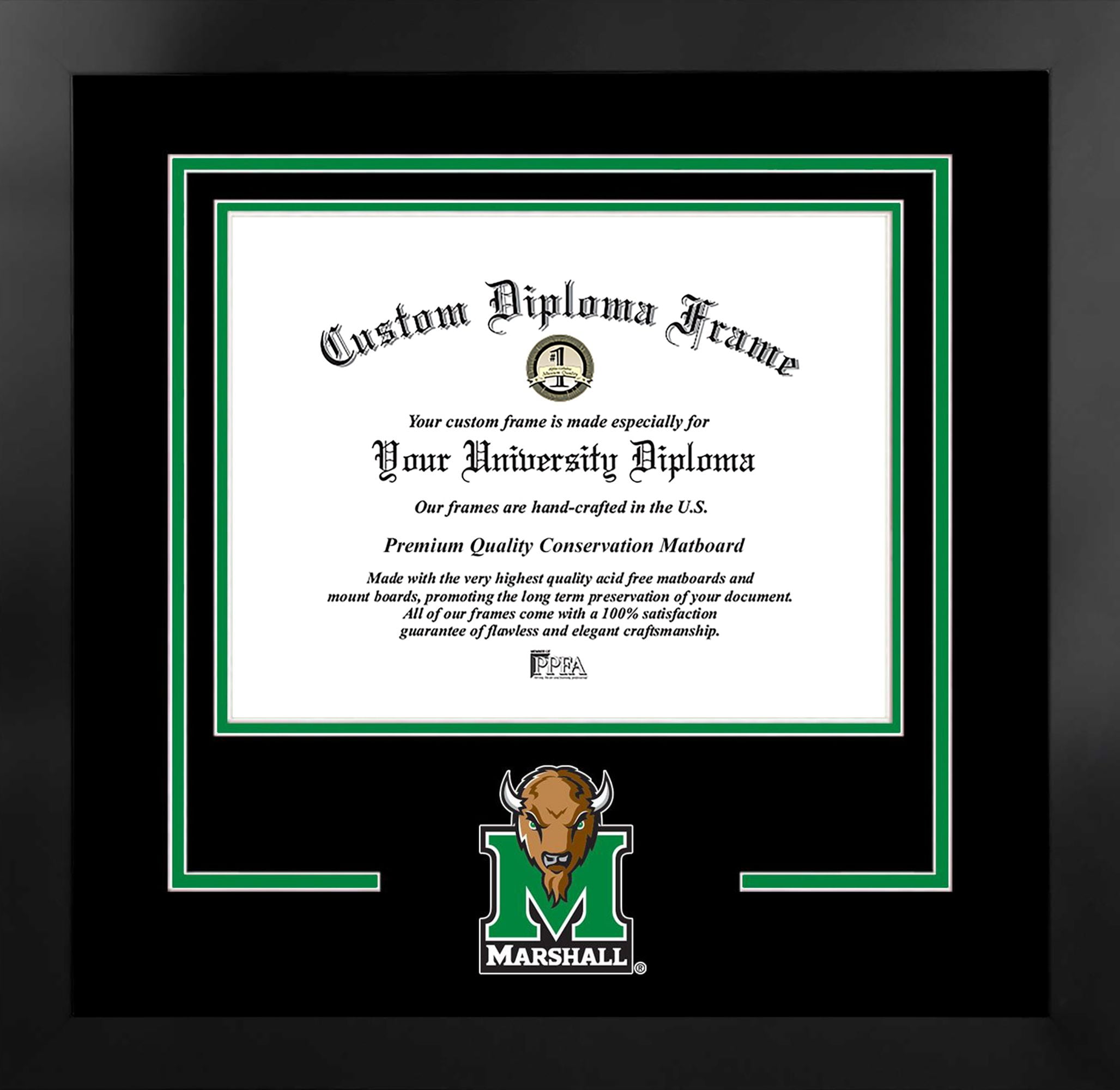 Marshall Thundering Herd 11w x 8.5h Spirit Diploma Manhattan Black Frame with Bonus Campus Images Lithograph (value savings $59)