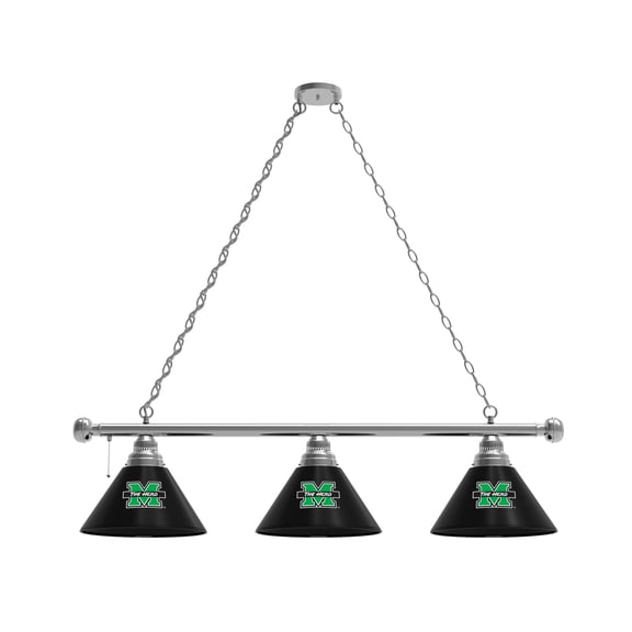 Marshall University 3 Shade Billiard Light with Chrome FIxture