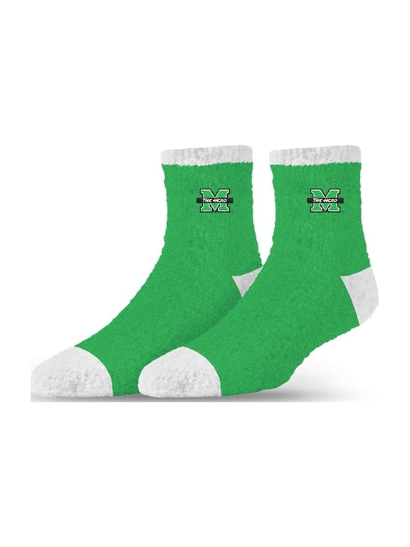 Marshall University Socks The Herd Logo Adult Fuzzy Quarter Crew Sock, 1 Pair, Size 8-12