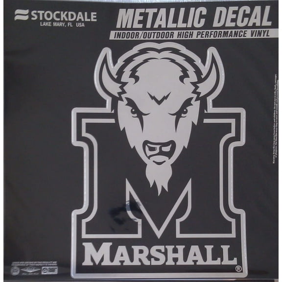 Marshall University Thundering Herd 6 Inch Decal Sticker, Metallic Chrome Shimmer Design