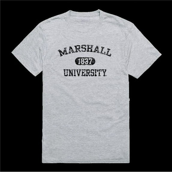 Marshall University Thundering Herd Distressed Arch College T-Shirt, Heather Grey - Extra Large