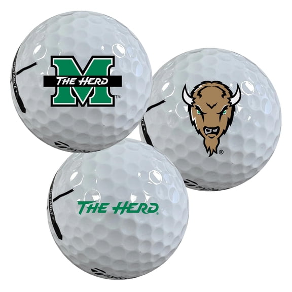 Marshall University Thundering Herd Logo Edition Taylormade Distance+ Golf Balls 12-Pack (Dozen)