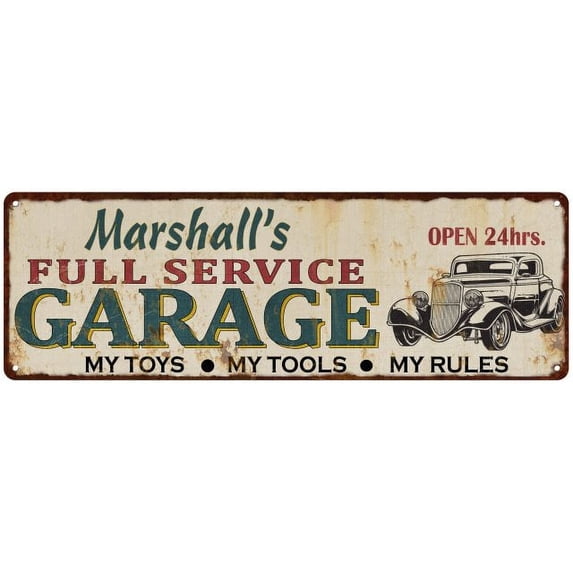 Marshall's Full Service Garage Metal Sign 8x24 Rusty Man Cave 108240047331