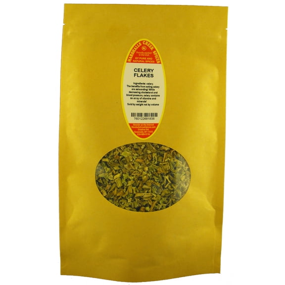 Marshalls Creek Spices CELERY FLAKES 3 oz. Kraft Stand Up Pouch ECO Friendly Recyclable Mailer