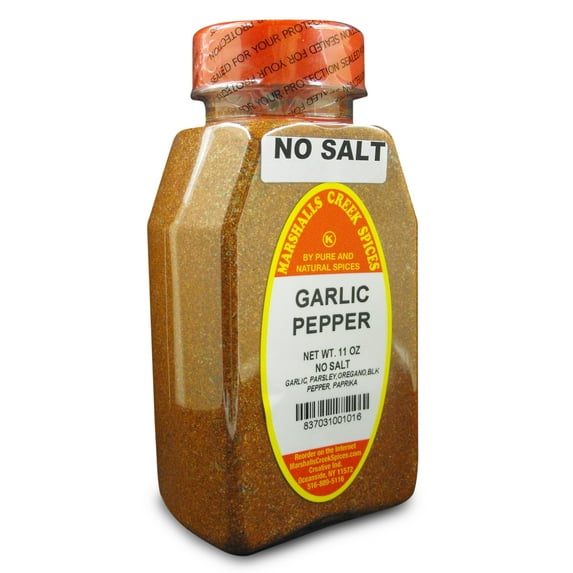 Marshall’s Creek Spices Garlic Pepper Blend No Salt Seasoning, New Size, 11 Ounce E22