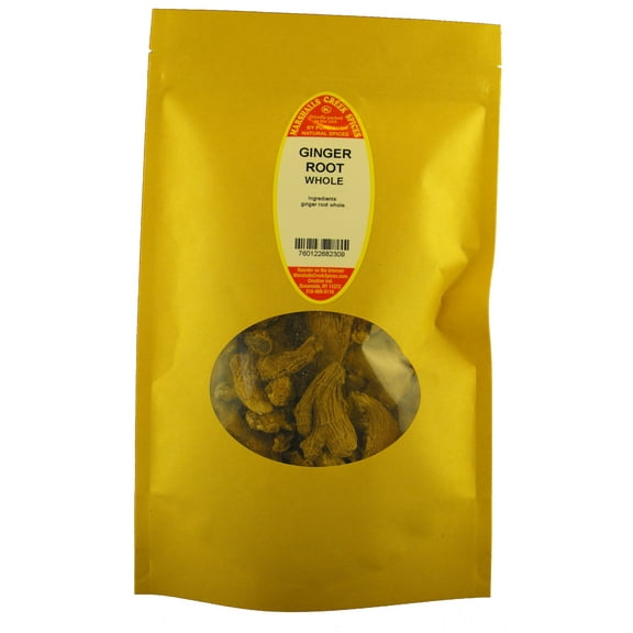 Marshalls Creek Spices GINGER WHOLE 6 oz. Kraft Stand Up Pouch ECO Friendly Recyclable Mailer