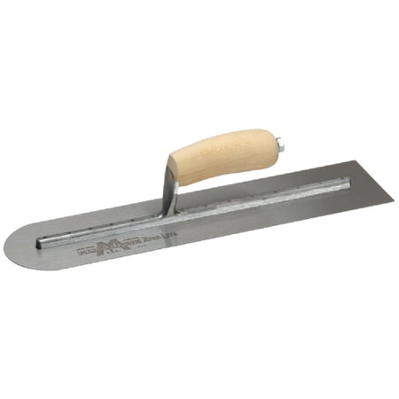 MARSHALLTOWN MXS66RE Rounded Front Finishing Trowel, 16 x 4 inch Blue Steel Concrete Finishing Tool for Masonry and Sidewalks