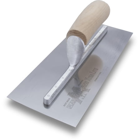 MARSHALLTOWN MXS1SS 11 x 4 1/2 inch Bright Stainless Steel Finishing Trowel, Curved Wood Handle, for Masonry, Concrete, Brick Laying