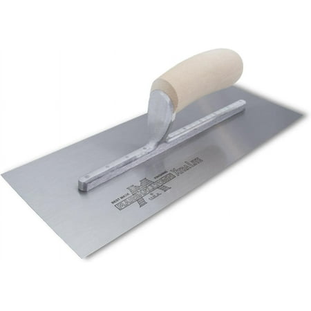 Marshalltown 3 In. x 14 In. High Carbon Steel Finishing Trowel with Curved Wood Handle