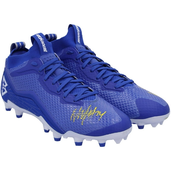 Marshawn Lynch Seattle Seahawks Autographed Blue Beast Mode B.T.A Elite Football Cleats - Yellow Sig - Limited Edition 1 of 1 - Fanatics Authentic Certified