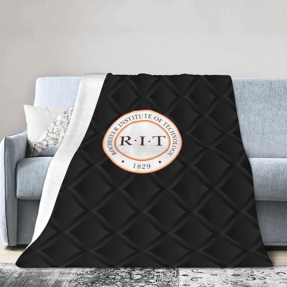 Marsheng Rochester Institute of Technology Logo Fleece Blanket, Very Soft Microfiber Flannel Blanket for Couch Warm and Cozy for All Seasons