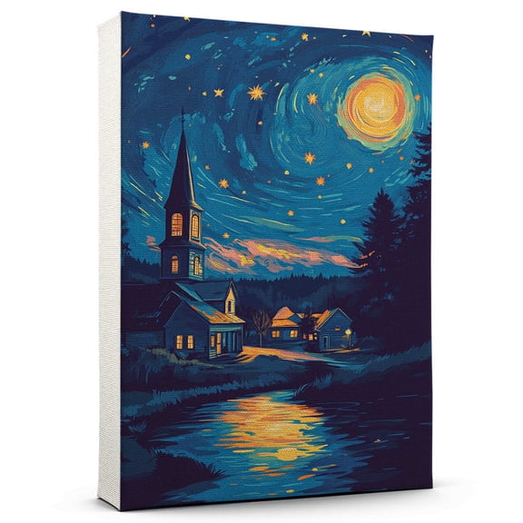 Marshfield Travel Canvas Art Print, Wisconsin Wall Canvas Starry Night, Marshfield Canvas Painting decorWisconsin Travel Picture -97AZ834