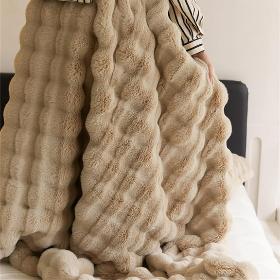 Marshmallow Cloud Fleece Throw Blanket, Rabbit Plush Faux Fur Blanket