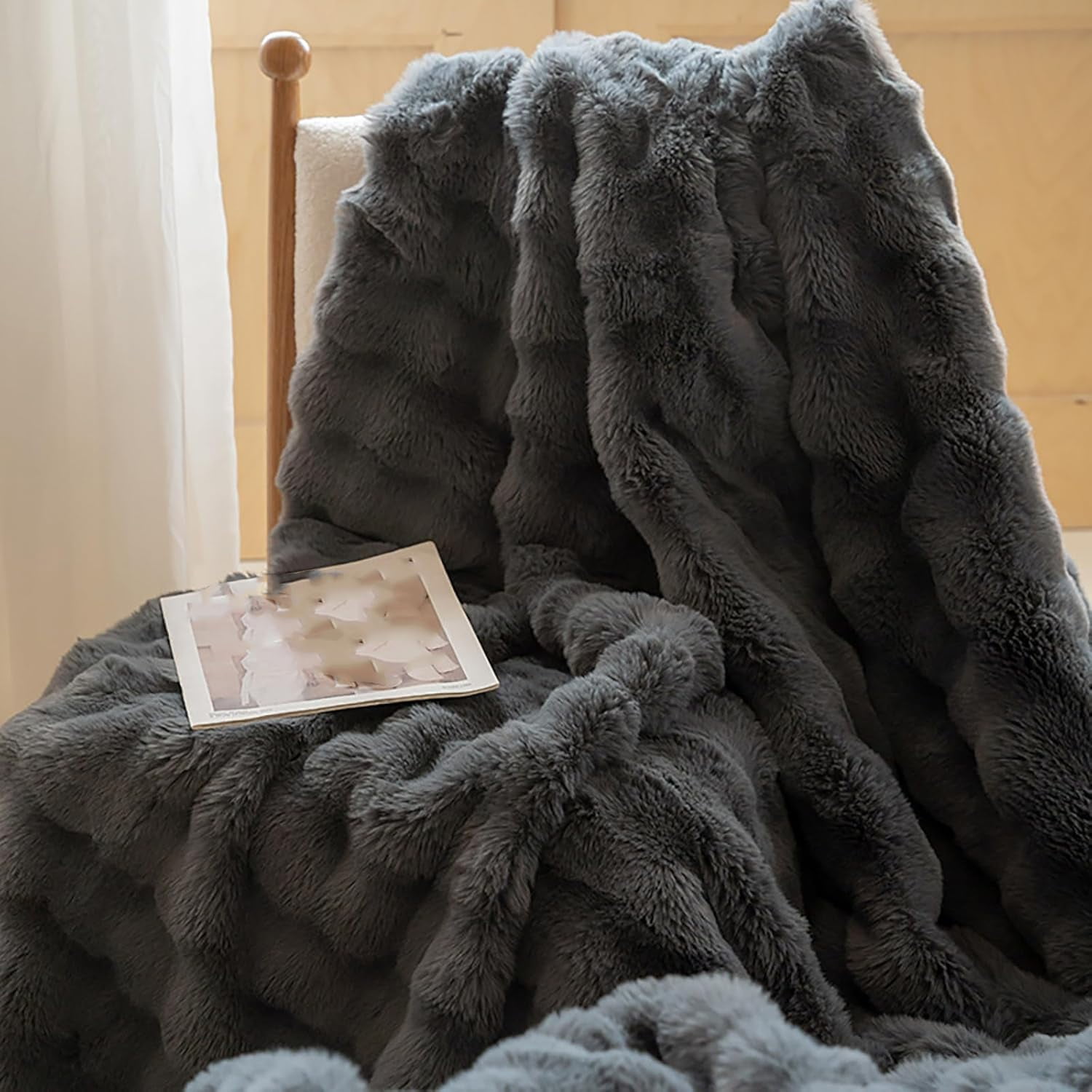 Marshmallow Cloud Fleece Throw Blanket, Rabbit Plush Faux Fur Blanket
