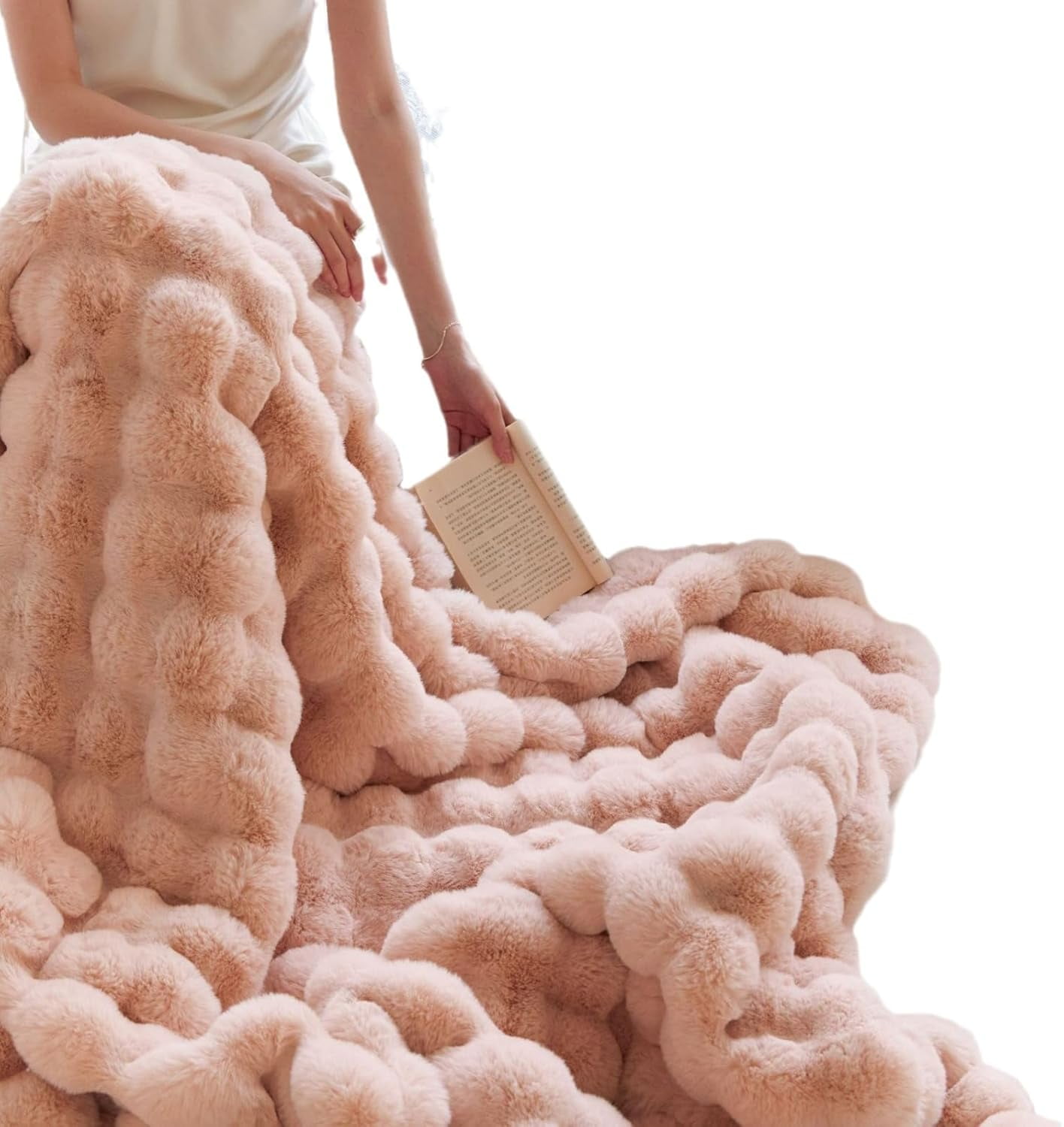 Marshmallow Cloud Fleece Throw Blanket, Rabbit Plush Faux Fur Blanket