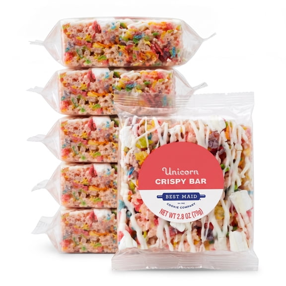 Marshmallow Crispy Treat Bars, Unicorn Drizzle | 6 Pack