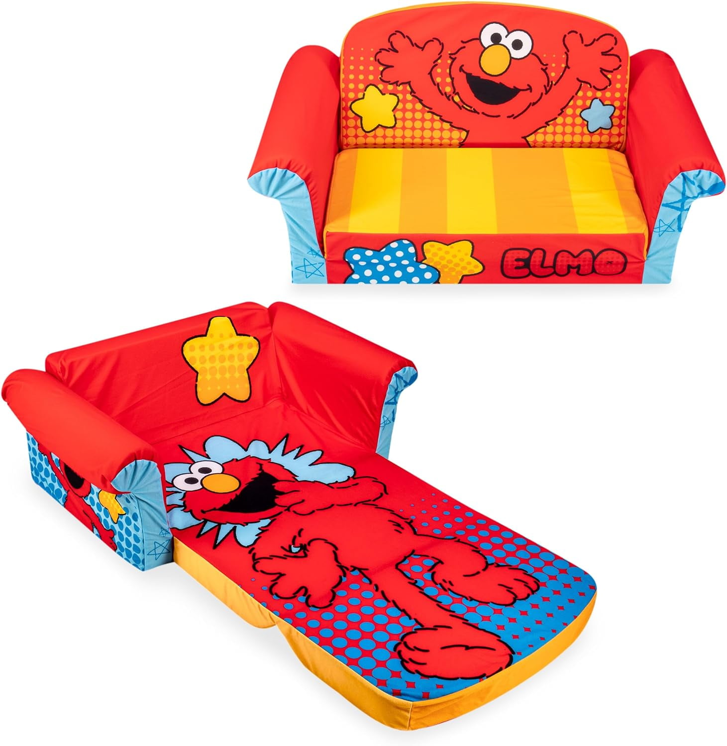 Marshmallow Furniture Children s 2 in 1 Flip Open Foam Sofa Sesame Street S Elmo by Spin Master Multicolor Walmart