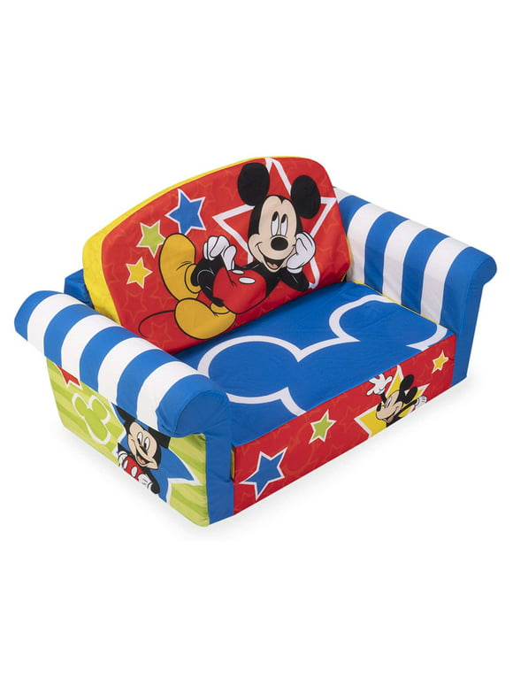 Marshmallow Furniture Kids 2-in-1 Flip Open Foam Sofa Bed, Mickey Mouse