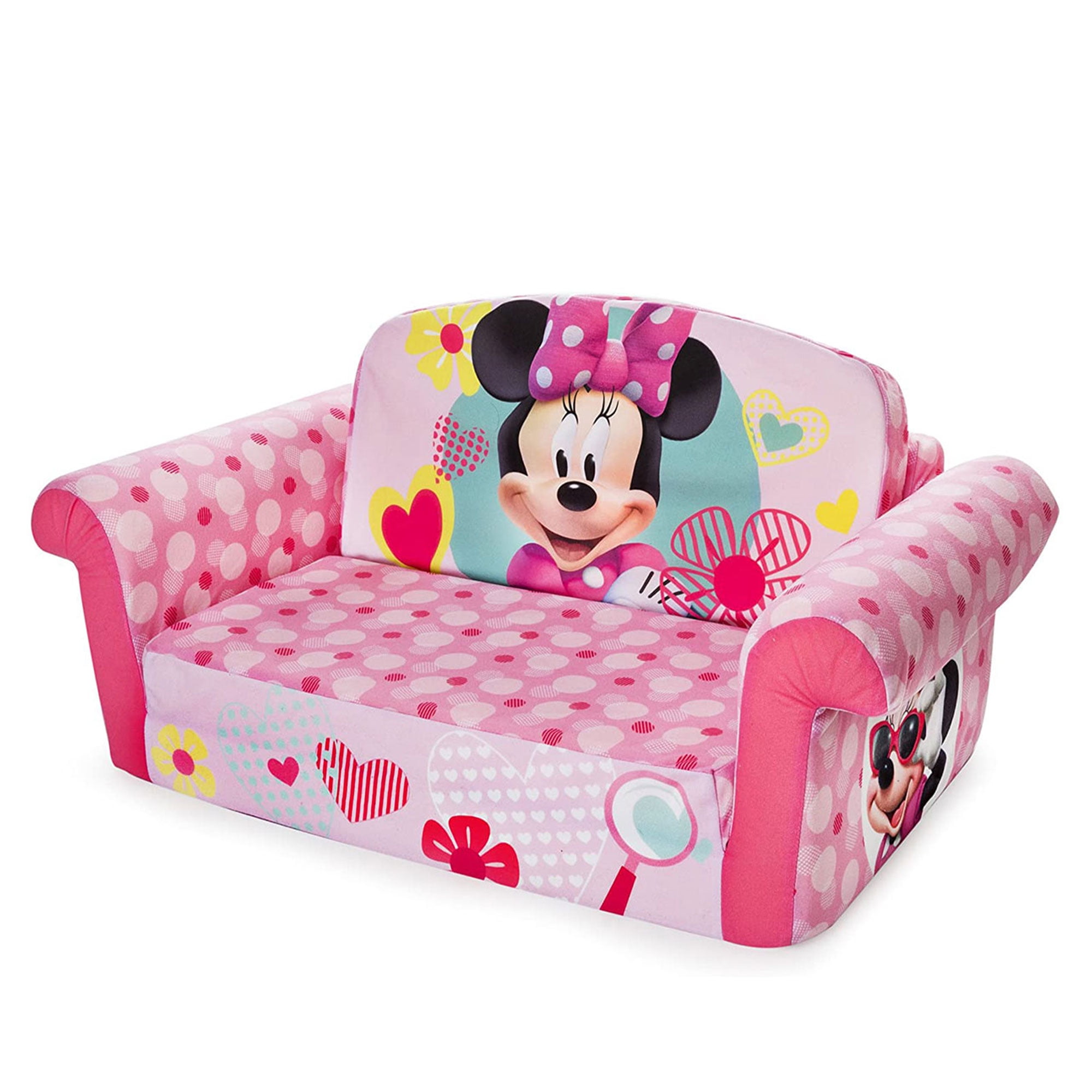 Open Box Marshmallow Furniture Kids 2-in-1 Flip Open Sofa Bed, Minnie Mouse