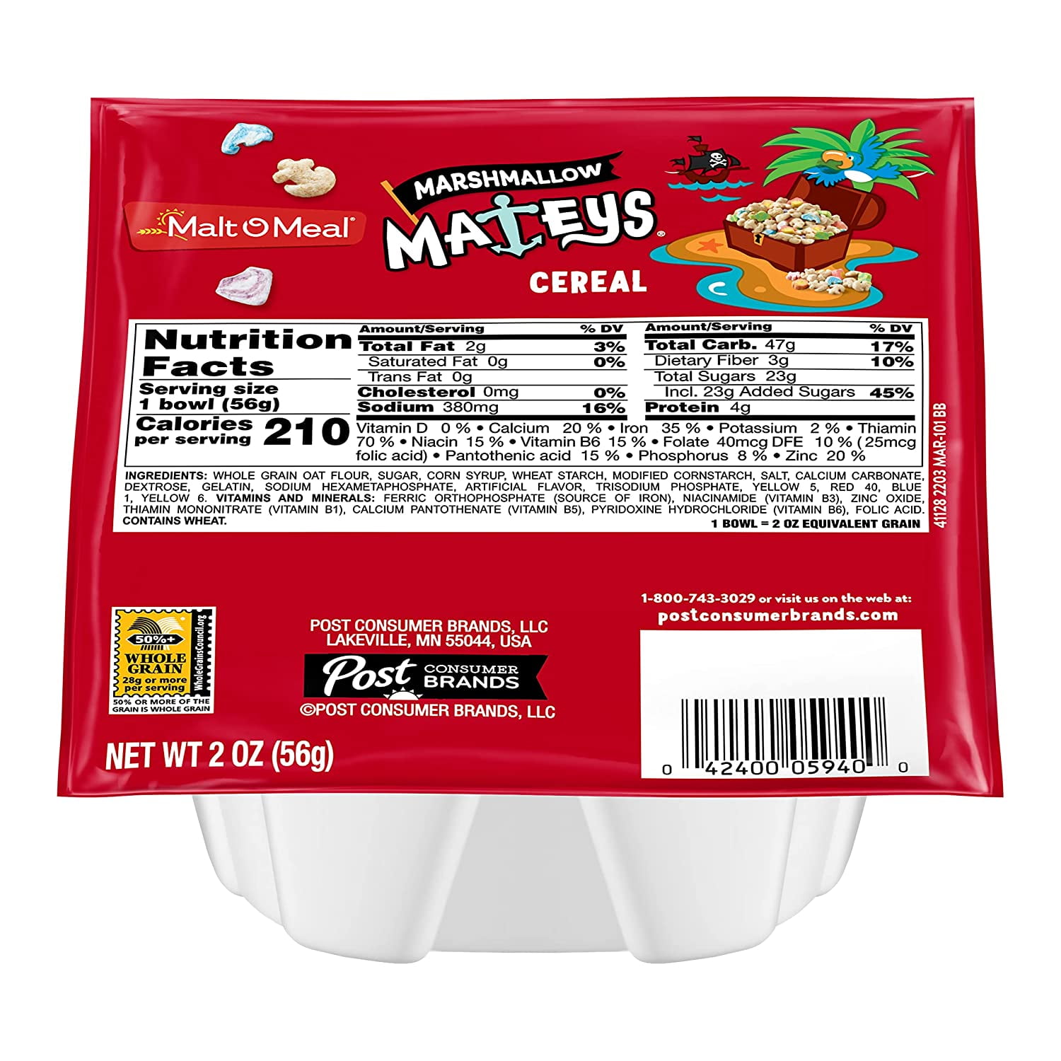 Marshmallow Mateys Breakfast Cereal, 2 Ounce Single Serve Bowls (Pack