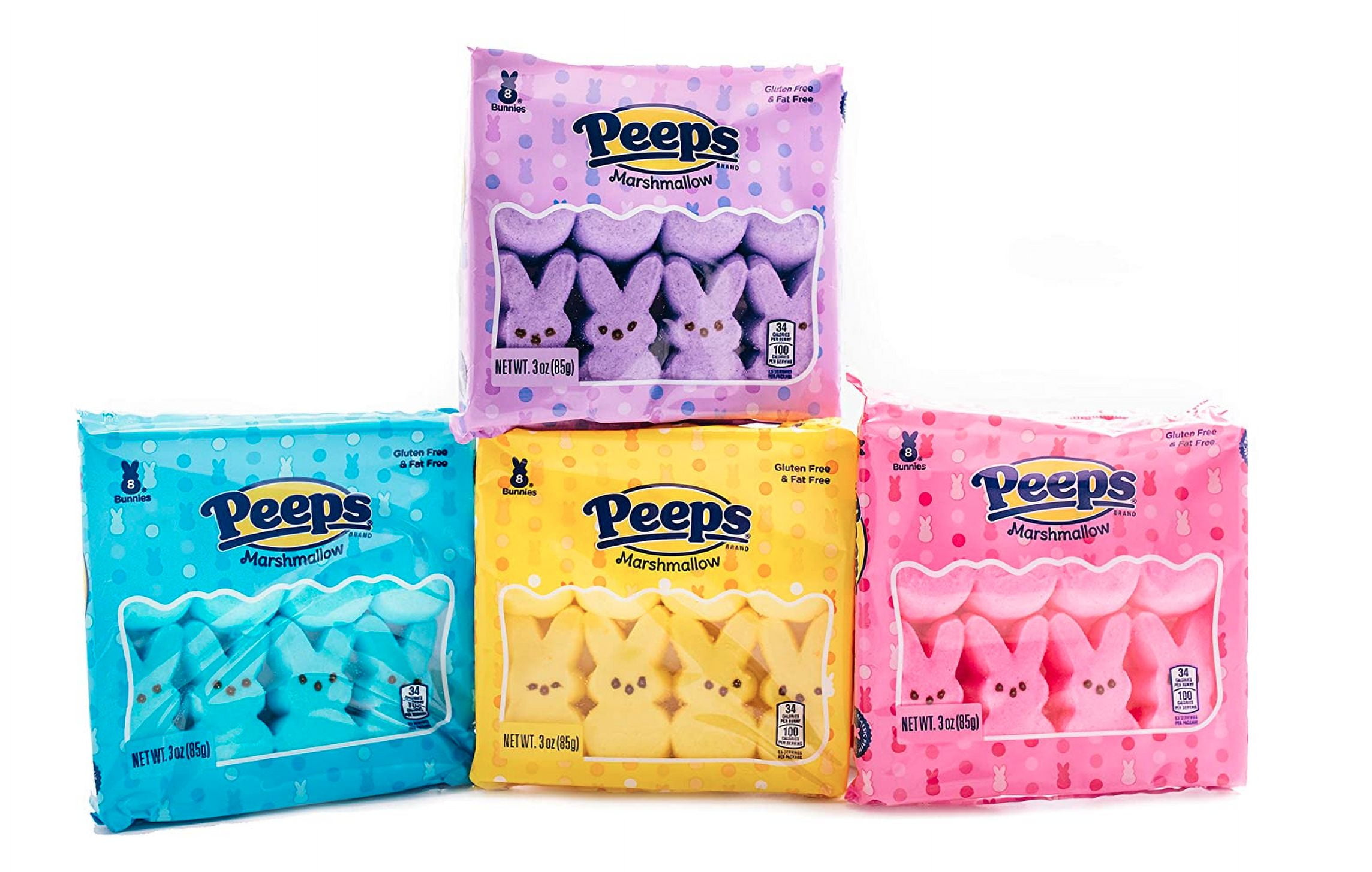 Marshmallow Peep Bunnies Easter Colors - 4 Packs - Yellow