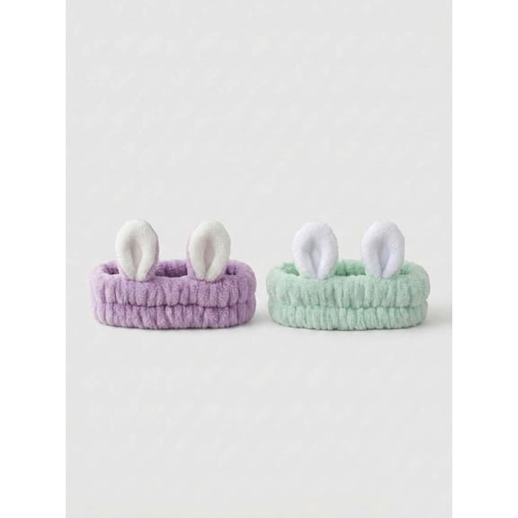 Marshmallow Headband with Soft Comfort Design for Skincare & Makeup, Pack of 2, Lavender & Mint Green
