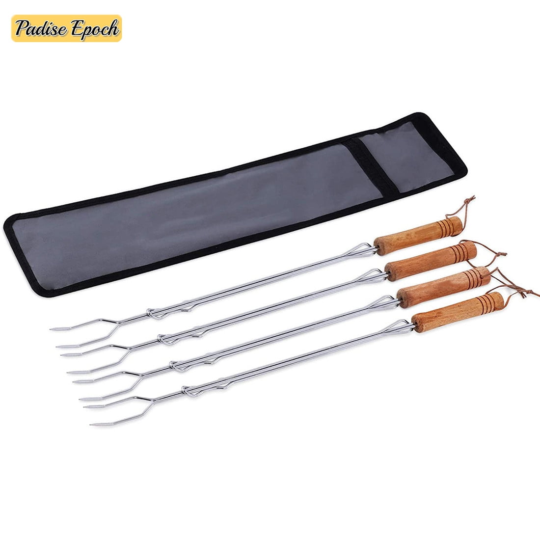 20 Stück Smores-Spieße Aus Edelstahl 304 – Ausziehbar Bis 81,3 Cm, Mit Holzgriff, Für Lagerfeuer, Camping & Grillen