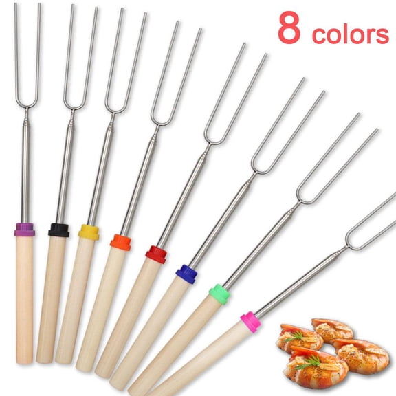 Marshmallow Roasting Sticks, Smores Sticks for Fire Pit, Smores Kit, 8 Pack 32 Inch Extendable Stainless Steel Skewers for Fire Pit Camping BBQ Hot Dog