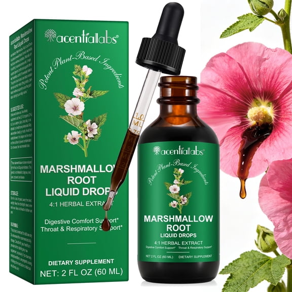 Marshmallow Root Liquid Extract, Throat & Respiratory Comfort Support, 100% Natural Herbal Extract, 2 fl oz