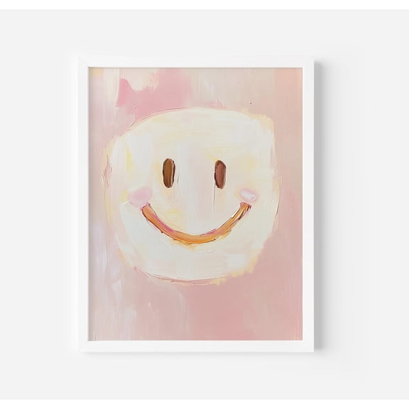 Marshmallow Smiley Face Poster Pastel Nursery Art, Unframed Poster Size 8x12 F03.1.19l673