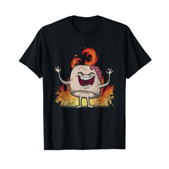 Marshmallow Zombie Smore Halloween Camping Crew Neck Black T-Shirt