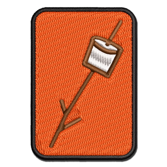 Marshmallow on a Stick S'mores Camping Doodle Applique Multi-Color Embroidered Iron-On Patch - 2.0 Inch Mini