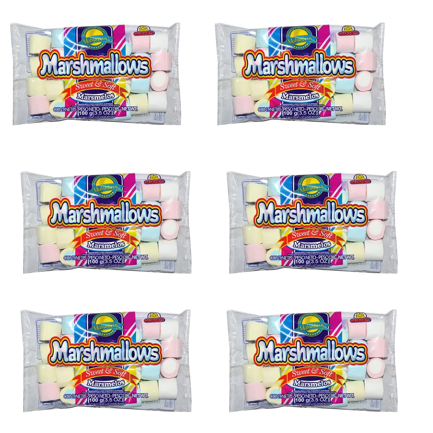 Marshmallows, Bi-color- Fruity Conveniant Pack Size, 6 x 3.5 oz