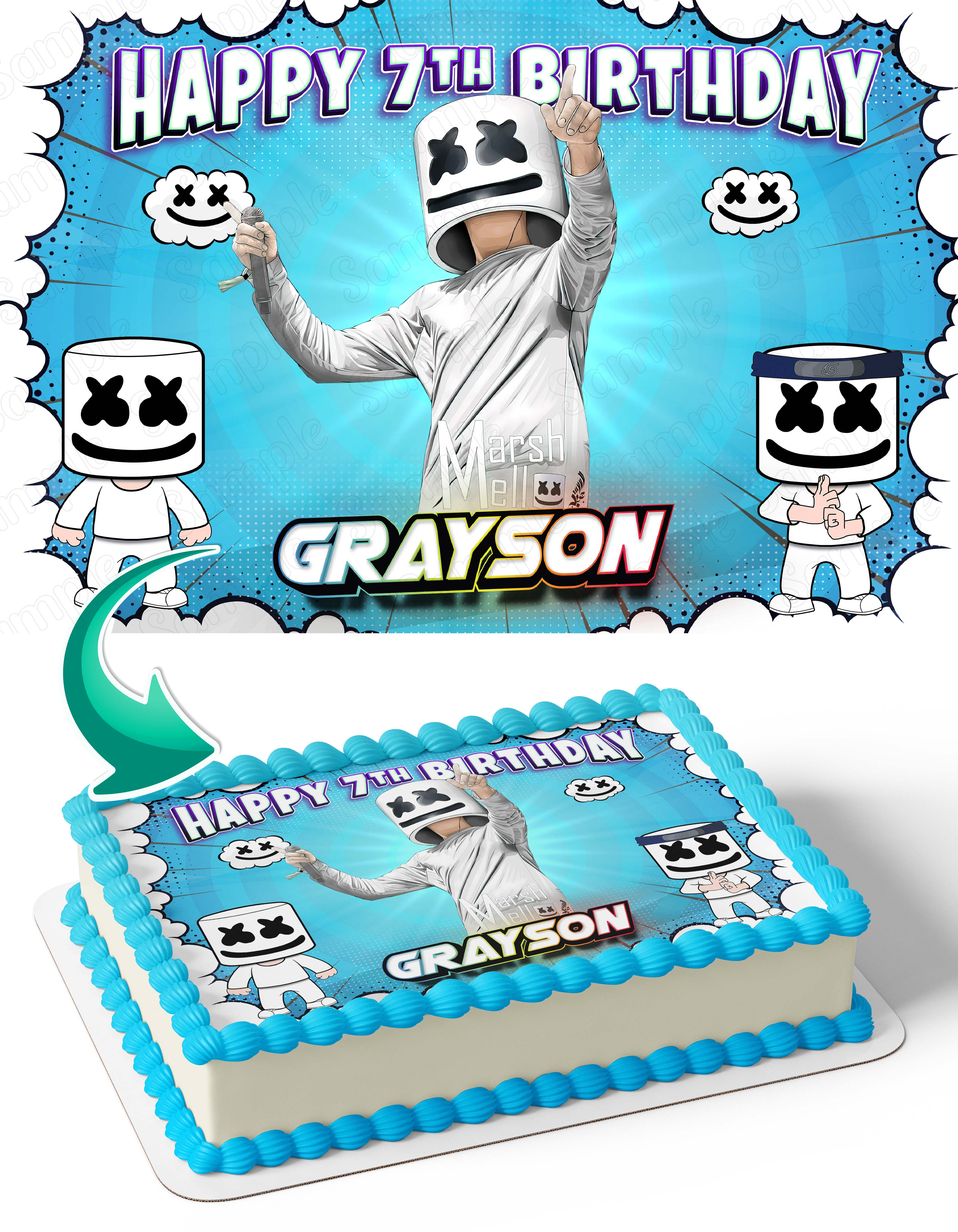 Marshmello DJ Music Gamer Edible Image Cake Topper Birthday Sheet