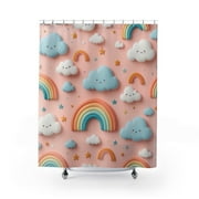 Marshmellow Rainbow Sky Shower Curtains