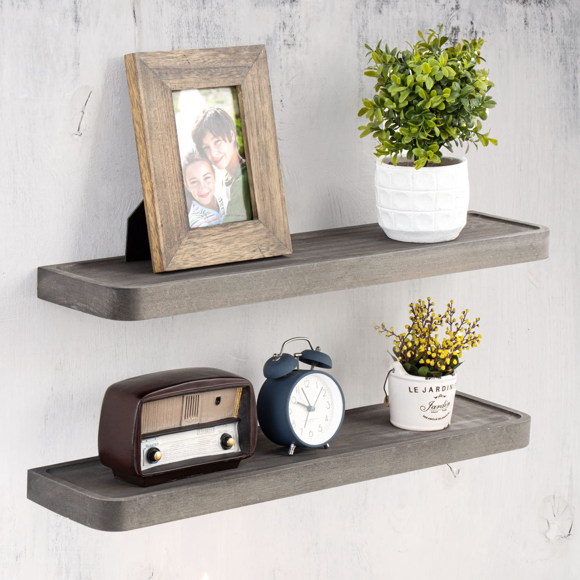 Marsmiles 24 inch Pine Solid Wood Flaoting Shelves Set of 2,, Wall ...