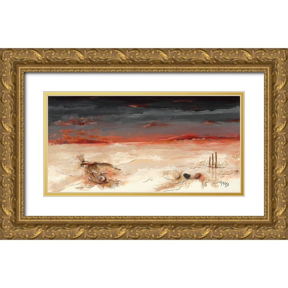 Marso 14x9 Gold Ornate Wood Framed with Double Matting Museum Art Print Titled - Plage oceane