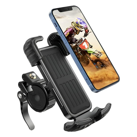 Marspeeder Bike Motorcycle Phone Mount,[Super Stable Metal] Bike Motorcycle Phone Holder with Security Lock, Bicycle Phone Mount with Soft Cushion & Adjustable Clip Compatible with 4.7''-6.8'' Phone