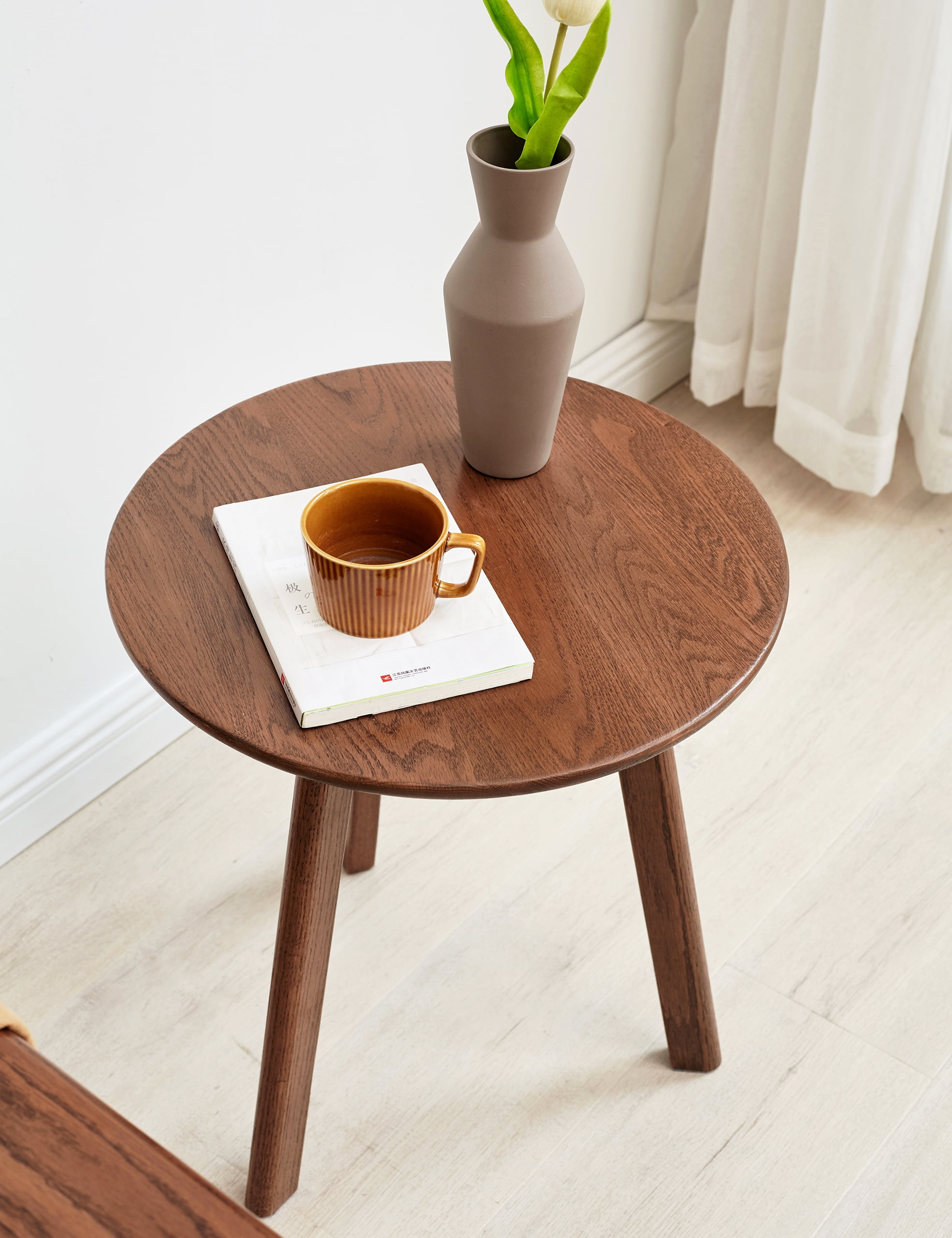 Marsrizon 100% Solid Oak Small Side Table - Stylish Design Round End ...