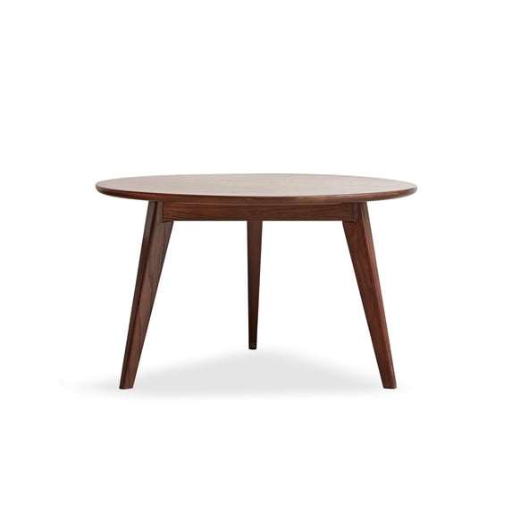 Marsrizon Home Round Coffee Table - 100% Solid Oak Wood Small Coffee Table with Three-Legged - Small Round Coffee Table, Round Side Table for Living Room (Walnut Color)
