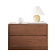 thumbnail image 1 of Marsrizon Modern NightStand, 100% Solid Wood TV Sideboard, Minimalist Oak Side Table, Living Room Log Storage Cabinet, Low Cabinet（Walnut）, 1 of 6