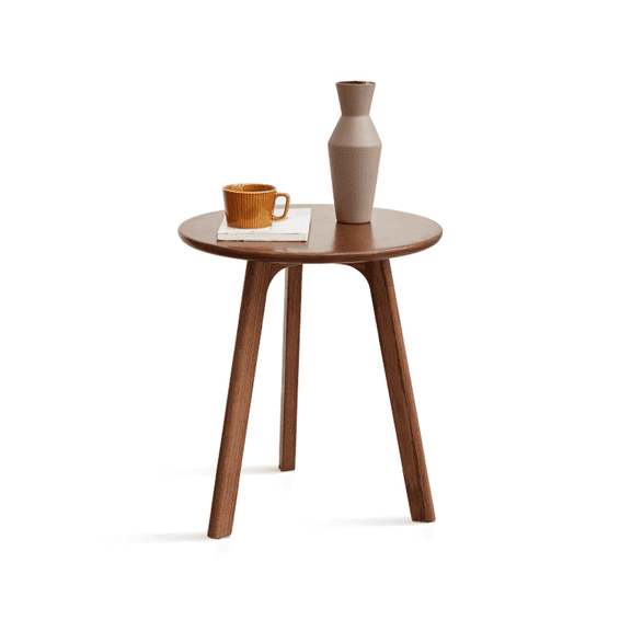 Marsrizon Round Side Table - Natural Solid Wood - 3 Legged Wood End Table for Living Room - Small, Elegant Round End Table - Eco-Friendly Painted Small Side Table