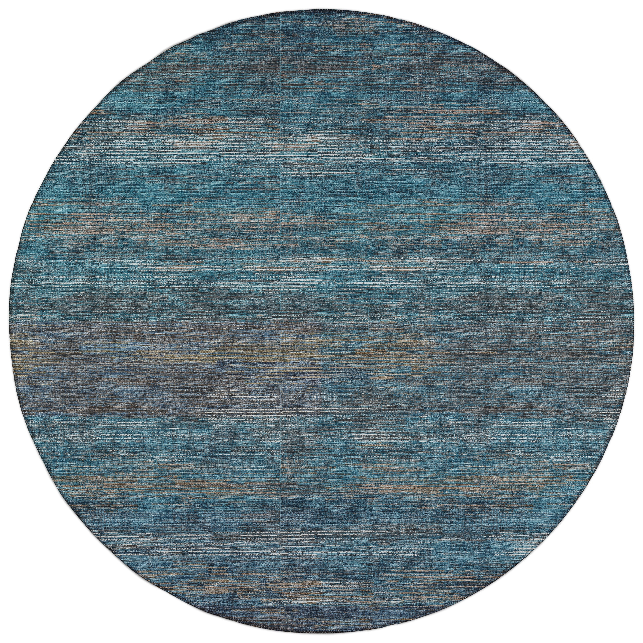 Marston Indoor/Outdoor Blue Abstract 8' x 8' Non-Skid Round Rug ...